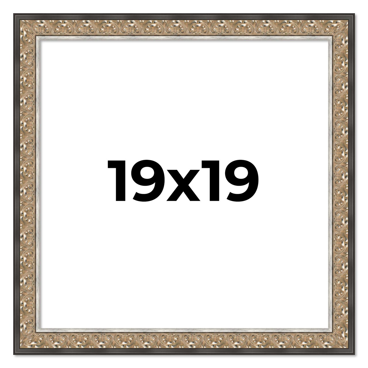 Square Ornate Silver Picture Frame - UV Acrylic, Foam Board Backing, Hanging Hardware